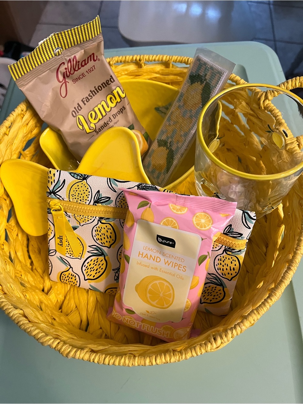 Yellow Lemon-Themed Party Gift Basket